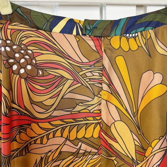 LA PRESTIC OUISTON Silk Paisley Abstract Print Flowy Midi Skirt | Medium - Picture 4 of 12